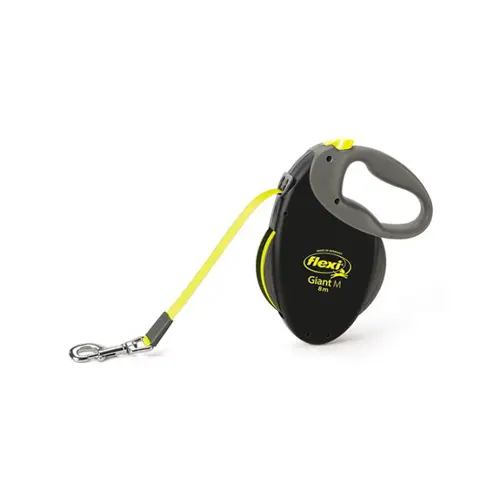 Ett neon hundkoppel från Flexi med svart handtag