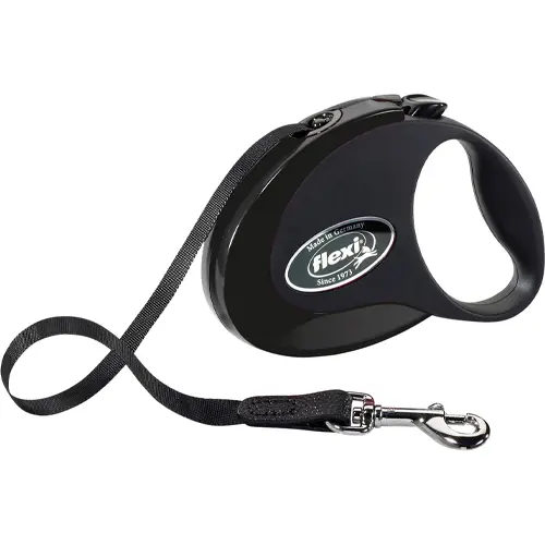 Ett svart litet koppel från Flexi med svart band
